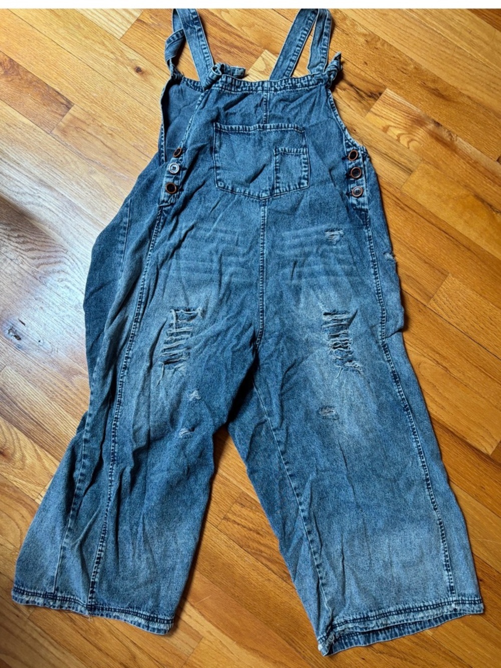 Three Bird Nests High Hopes by Easel Casual Washed Blue Denim Women's Overalls - Picture 4 of 4